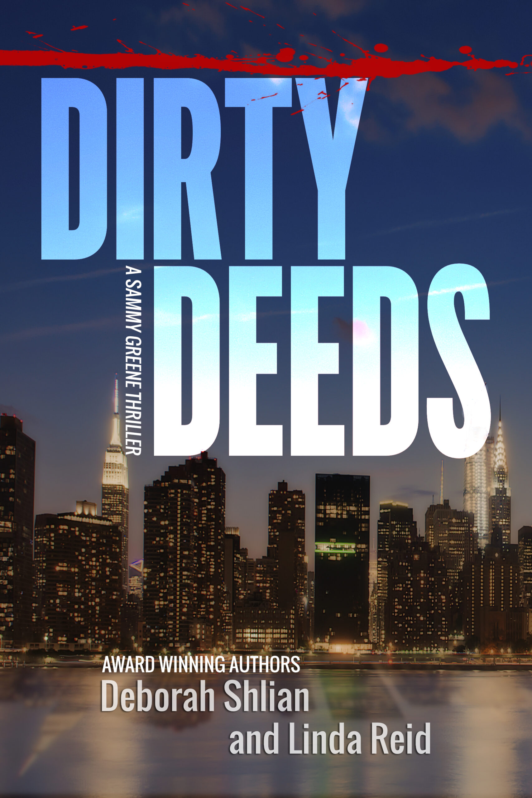 Movie poster for "Dirty Deeds" with a city skyline at night.